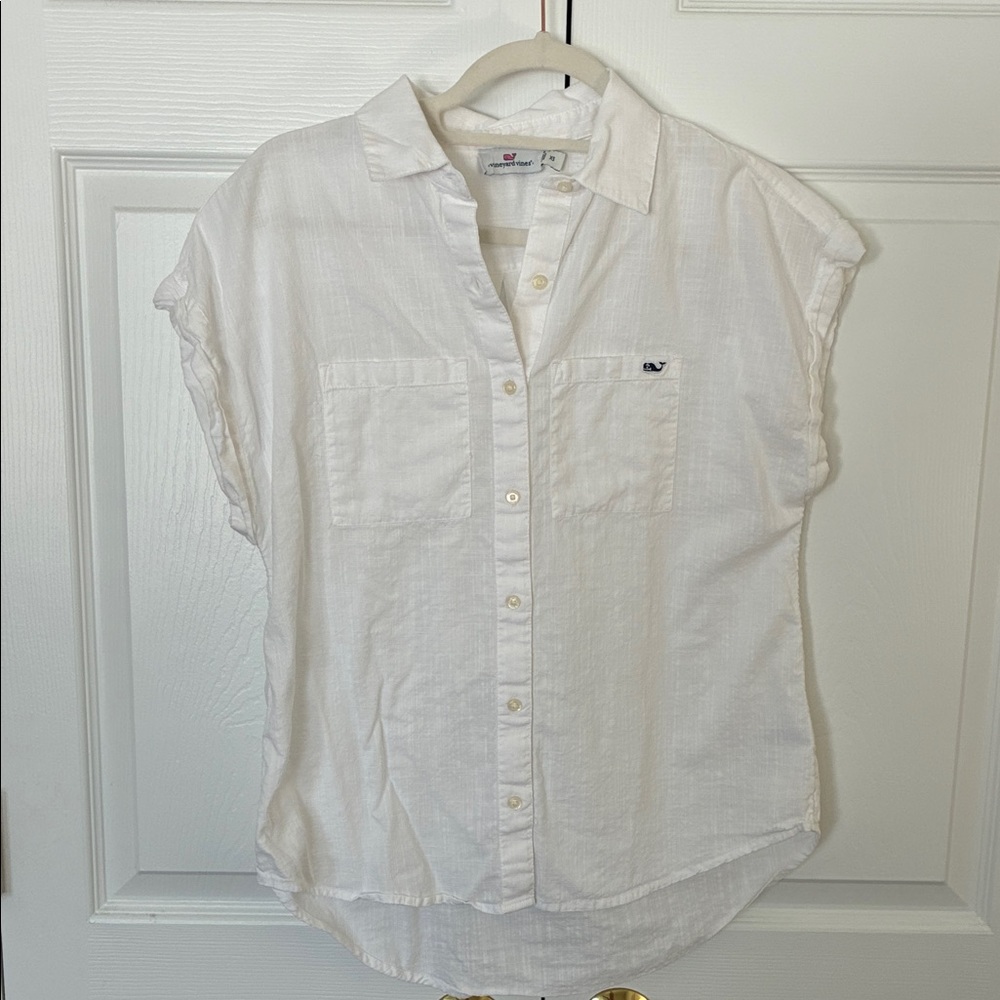 Vineyard Vines White Short Sleeve Button Down Shirt XS